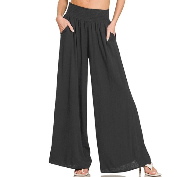 Zenana Outfitters Pants - Zenana Smocked Waistband Wide Leg Lounge Pants